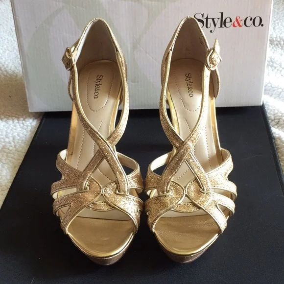 Style & co. Selina gold high heels - Picture 3 of 9